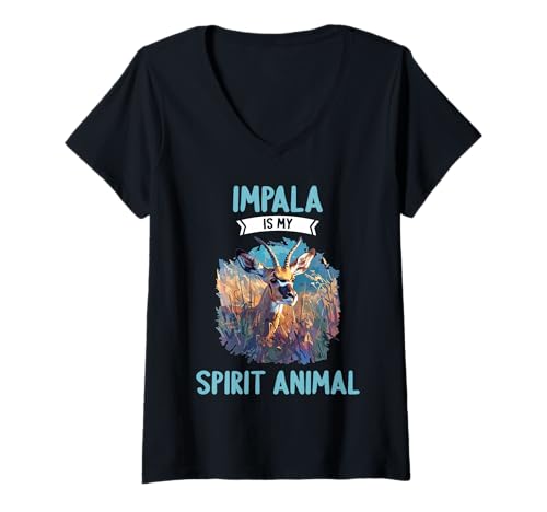 Damen Impalas Impala T-Shirt mit V-Ausschnitt von Impalas Impala Tier Shop