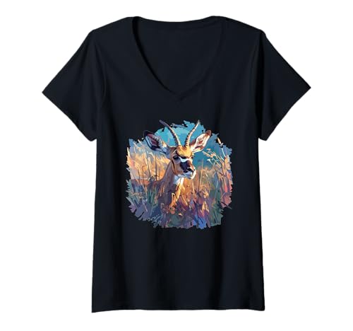 Damen Impalas Impala T-Shirt mit V-Ausschnitt Damen Impalas Impala T-Shirt mit V-Ausschnitt von Impalas Impala Tier Shop