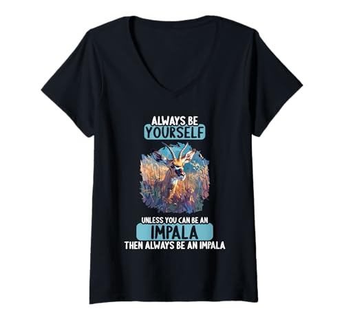 Damen Impalas Impala T-Shirt mit V-Ausschnitt Damen Impalas Impala T-Shirt mit V-Ausschnitt von Impalas Impala Tier Shop
