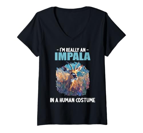 Damen Impalas Impala T-Shirt mit V-Ausschnitt Damen Impalas Impala T-Shirt mit V-Ausschnitt von Impalas Impala Tier Shop