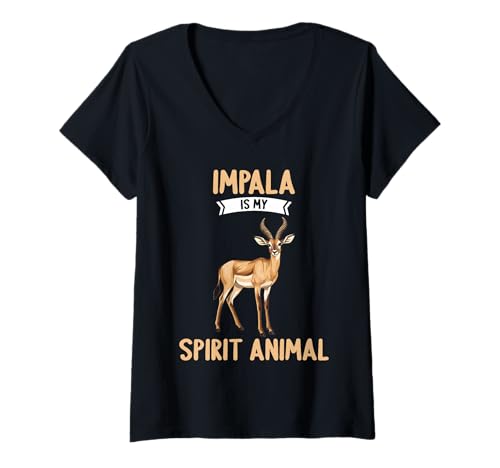 Damen Impalas Impala T-Shirt mit V-Ausschnitt Damen Impalas Impala T-Shirt mit V-Ausschnitt von Impalas Impala Tier Shop