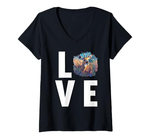 Damen Impalas Impala T-Shirt mit V-Ausschnitt Damen Impalas Impala T-Shirt mit V-Ausschnitt von Impalas Impala Tier Shop