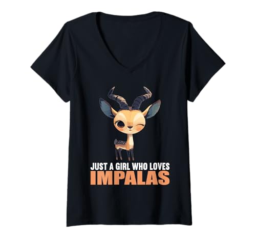 Damen Just a Girl who Loves Impalas Impala T-Shirt mit V-Ausschnitt Damen Just a Girl who Loves Impalas Impala T-Shirt mit V-Ausschnitt von Impalas Impala Tier Shop