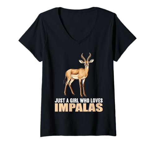 Damen Just a Girl who Loves Impalas Impala T-Shirt mit V-Ausschnitt Damen Just a Girl who Loves Impalas Impala T-Shirt mit V-Ausschnitt von Impalas Impala Tier Shop