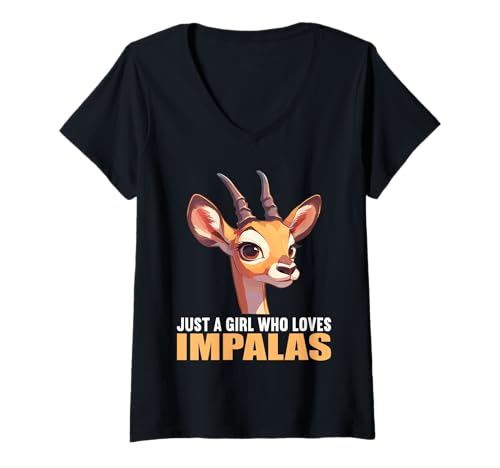 Damen Just a Girl who Loves Impalas Impala T-Shirt mit V-Ausschnitt Damen Just a Girl who Loves Impalas Impala T-Shirt mit V-Ausschnitt von Impalas Impala Tier Shop