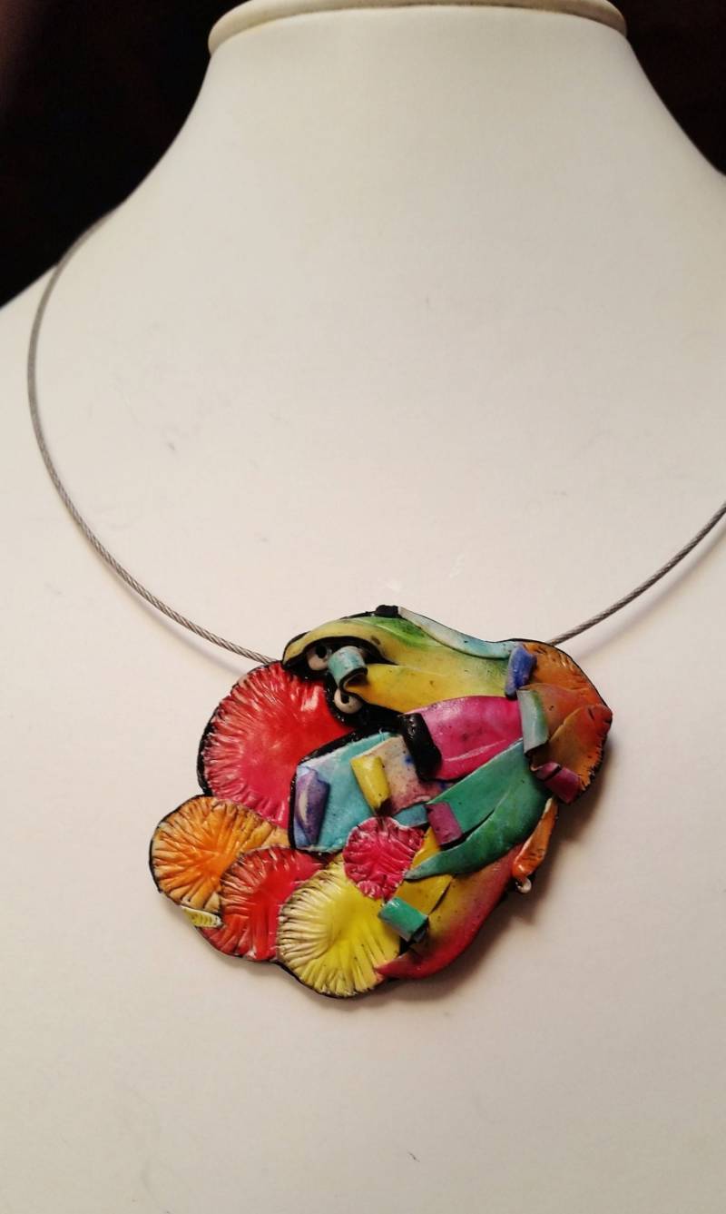 Anhänger Aus Polymerton, "Kaktusblüten", Einzelstück, Handgefertigt, Originelles Design Anhänger Aus Polymerton, "Kaktusblüten", Einzelstück, Handgefertigt, Originelles Design von ImpastArte