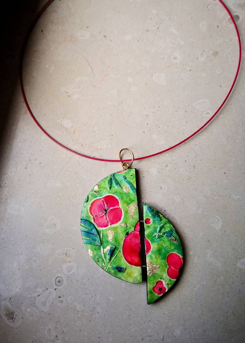 Fimo-Anhänger, "Mohnfelder", Einzelstück, Handgefertigt, Originelles Design von ImpastArte