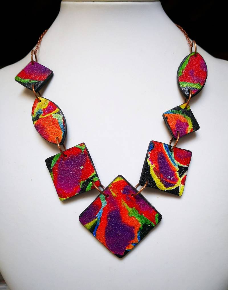 Halskette Aus Polymerton, Einzelstück, Handgefertigt, Originelles Design von ImpastArte