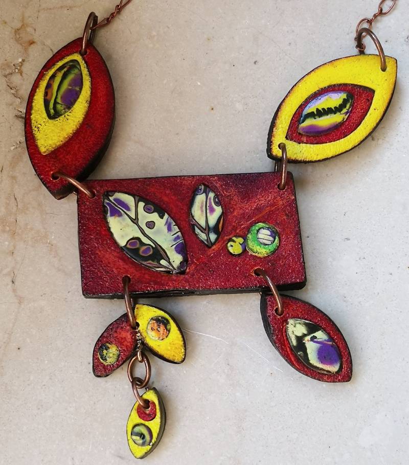 Polymer-Ton-Halskette, Mokume, Einzelstück, Handgefertigt, Originelles Design Polymer-Ton-Halskette, Mokume, Einzelstück, Handgefertigt, Originelles Design von ImpastArte