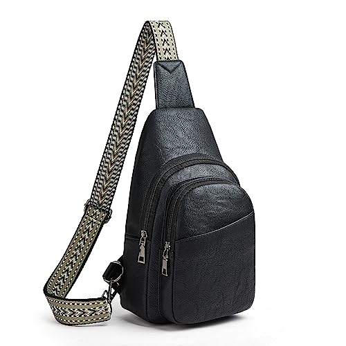 Imperial HORSE Kleine Schultertasche für Damen, Crossbody, Crossbody-Taschen für Damen und Herren, Bauchtaschen, Brusttasche, Hüfttaschen für Frauen zum Einkaufen, Reisen, 2-2 Schwarz von Imperial HORSE