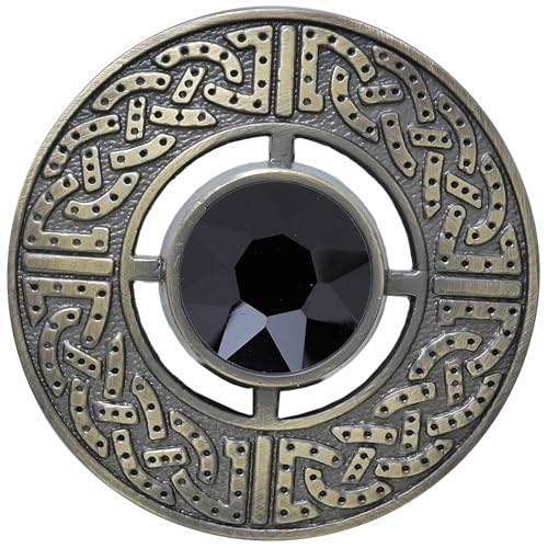 Imperial Kilt Products - Herren-Brosche mit schottischem Kilt Fly Plaid 7,6 cm - Kilt-Brosche für Damen und Herren - Tartan-Kilt-Brosche für Männer und Frauen mit keltischem Knoten - Distel-Brosche von Imperial Kilt Products