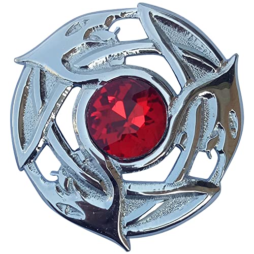 Kilt-Brosche für Herren, Silber-Finish – keltische Schlangen-Karo-Brosche mit Stein keltische Kilt-Brosche mit Steinen, 8,3 cm große Steine ​​– schottische Geschenkbroschen von Imperial Kilt Products
