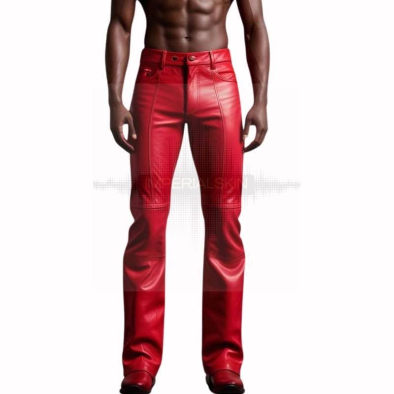 Designer Men's Leather Pants - Handcrafted Premium Quality -Vibrant Red Luxury von ImperialSkin