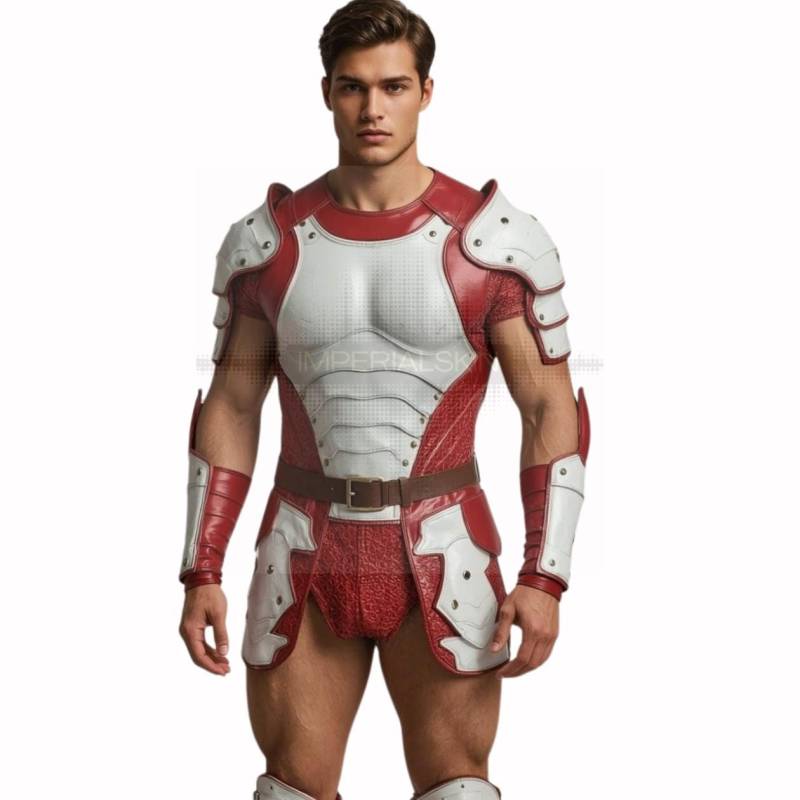 Exquisite Red White Leather Armor Set - Stunning Medieval Warrior Outfit - Handcrafted Fantasy Battle Cosplay von ImperialSkin