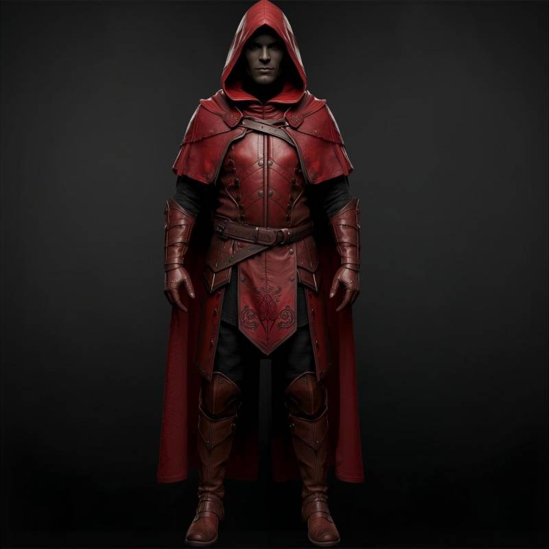 Handmade Medieval Red Leather Warrior Cloak - Fantasy Armor Cosplay With Embossed Detail von ImperialSkin