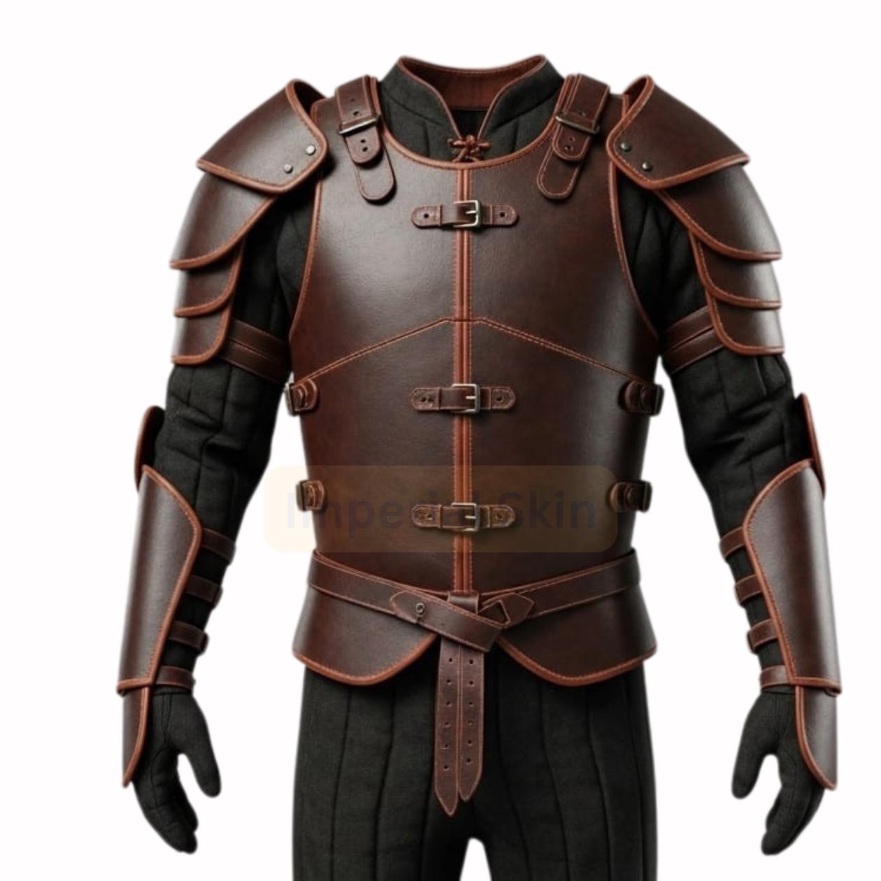 Medieval Brown Buckled Leather Armor Jacket - Gothic Cosplay Knight Suit - Battle-Ready Larp Coat - Warrior Style von ImperialSkin