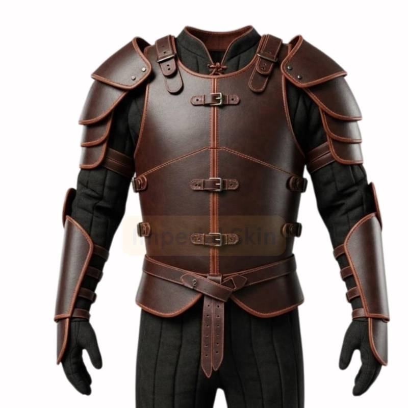 Medieval Brown Buckled Leather Armor Jacket - Gothic Cosplay Knight Suit - Battle-Ready Larp Coat - Warrior Style von ImperialSkin