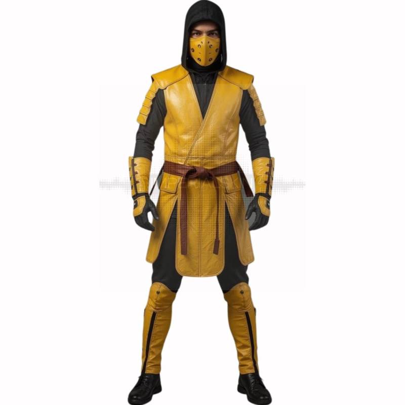 Premium Leather Cosplay Outfit With Hood - Handcrafted Yellow Costume Arm Guards - Epic Battle-style Warrior von ImperialSkin