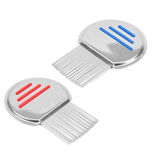 2 Stück Edelstahl extra fein Läusekamm,Läusekamm Kinder,Für Baby Kinder Erwachsene und Haustier(Rot und Blau) von Impoditiongs