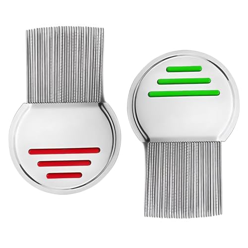 2 Stück Edelstahl extra fein Läusekamm,Läusekamm Kinder,Für Baby Kinder Erwachsene und Haustier(Rot und Grün) von Impoditiongs