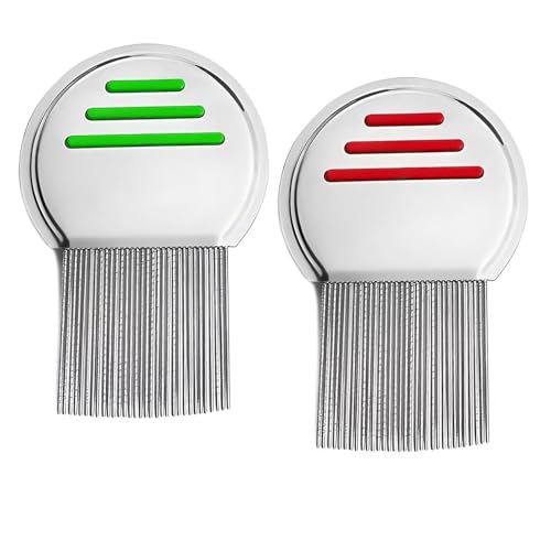 2 Stück Läusekamm,Edelstahl extra fein Läusekamm,Für Baby Kinder Erwachsene und Haustier(Rot und Grün) von Impoditiongs