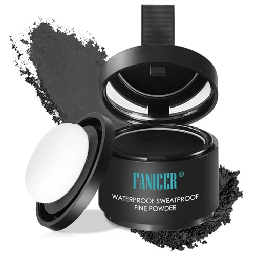 Haaransatz Puder,Unsichtbare Puder zur Abdeckung des Haaransatzes,Füllpulver für die Haarwurzeln,Ansatzpuder mit Spiegel & Schwamm,für Frauen und Männer geeignet(Schwarz 01) von Impoditiongs