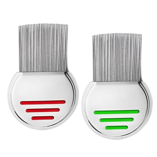 Metall Läusekamm 2 Stück,Läusekamm Kinder,Für Baby Kinder Erwachsene und Haustier(Rot und Grün) von Impoditiongs