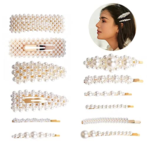 Weiße Perlen Haarspangen kit,Elegante Faux Perle Haarklammer,Hochzeit Perle Haarnadeln Haarschmuck für Mädchen Braut(12 Stück) von Impoditiongs