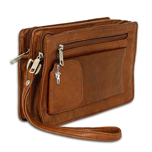 Imppac DrachenLeder Echtleder Geldbörse Herren Handgelenktasche tan braun 20x12x7 - inkl. Feen-Anhänger D1OTJ512C Leder Tasche von DrachenLeder für den Mann von imppac