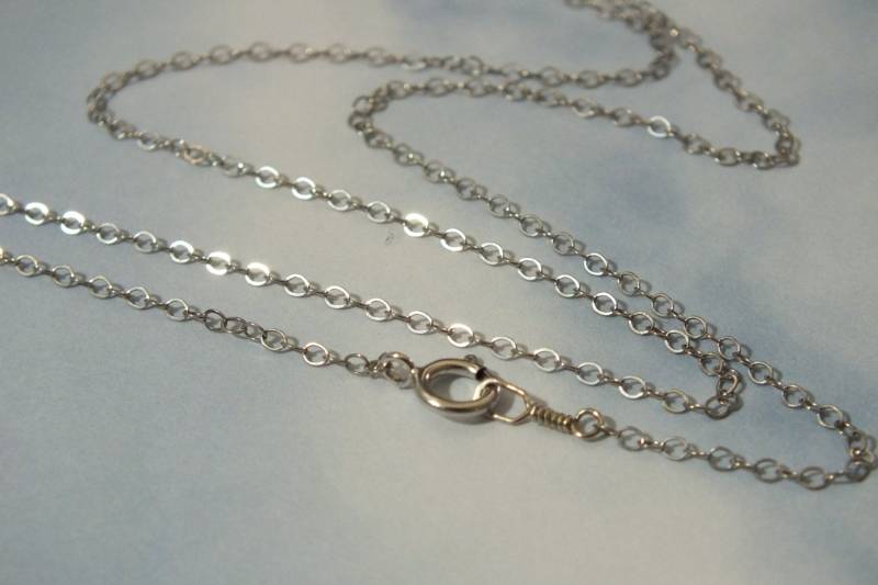 16 "-20" Weißgold Kabel Kette, 14K Solid Halskette, 1, 5 Mm Robuste, Zarte Ankerkette, Maßgefertigt, Karabiner von ImpressMeJewelry