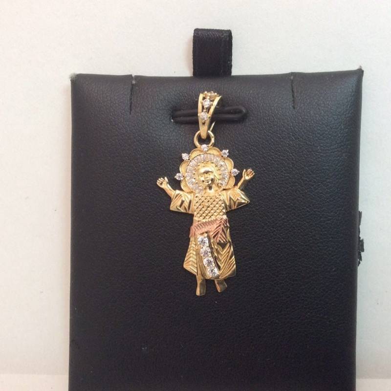10K Gelb Echt Tri-Gold Divino Nino Jesuskind Religiöse Cz Anhänger Medium von ImpressedJewelry1