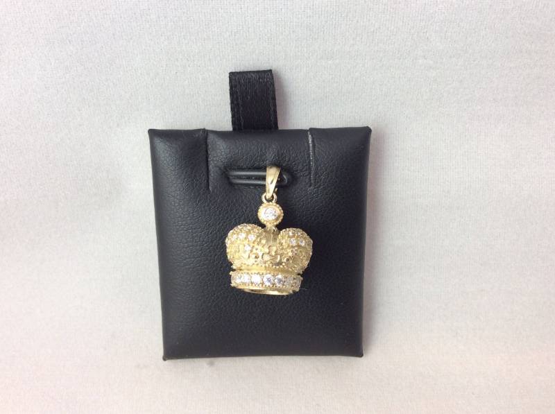10K Solid Gelb Echt Gold 3-D Krone Anhänger Schöne Funkelnde Cz Royalty 2.6Grams von ImpressedJewelry1