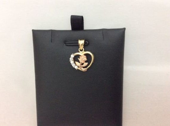 10K Tri Color Gold Blumen Rose Herz Charm Anhänger Cz 1.8Gramm von ImpressedJewelry1