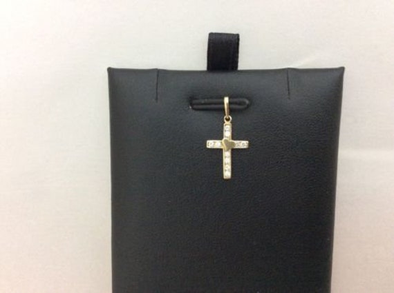 14K Echt Gelbgold Kleines Herz Kreuz Charm Anhänger Cubic Zirconi Baby Kinder von ImpressedJewelry1