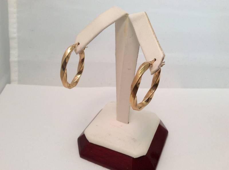 14K Gelb Echt Gold Poliert Schlicht Twisted Oval Creolen Ohrringe 1" 3, 7 Gramm von ImpressedJewelry1