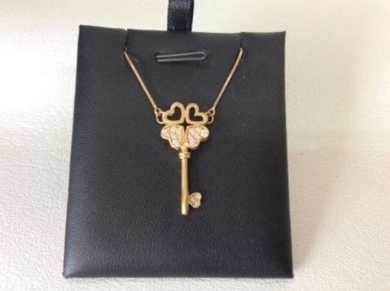 14K Gelb Echtgold Solid Herz Key Lock Cz Anhänger Mit Schlangenkette 17 "' 4.2Grams von ImpressedJewelry1