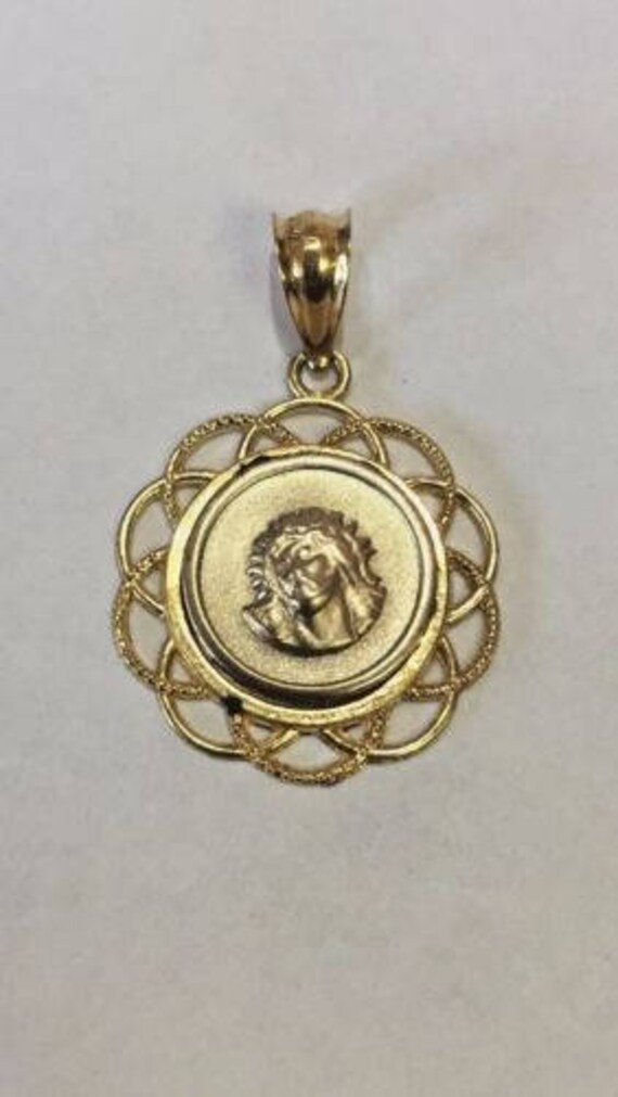 14K Gold Jesus Gesicht Medaillon Anhänger Charm Stück Im Zweifarbigen Design 2.5G von ImpressedJewelry1