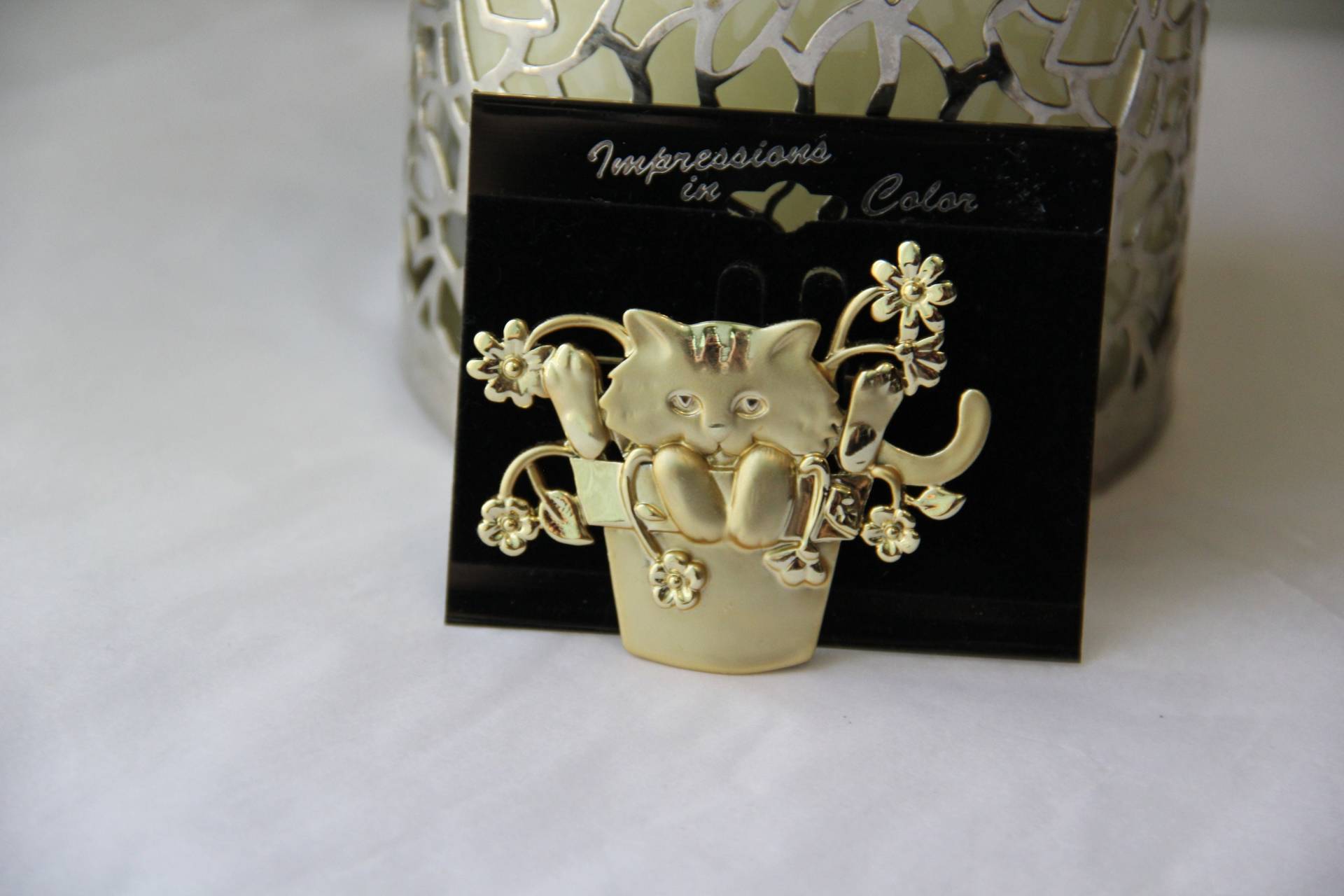 Ajc Kitty in A Flower Pot Pin Vintage Neu Aus Den 1990Er Jahren Einzigartige Goofy Fun Silly Tolles Geschenk Gold Tone New Christas von ImpressionsNColor
