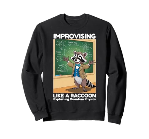 Lustiger Waschbär Improvising Meme Quantum Physics Math Men Boys Sweatshirt von Improv New Career Teacher Funny Learn on Job