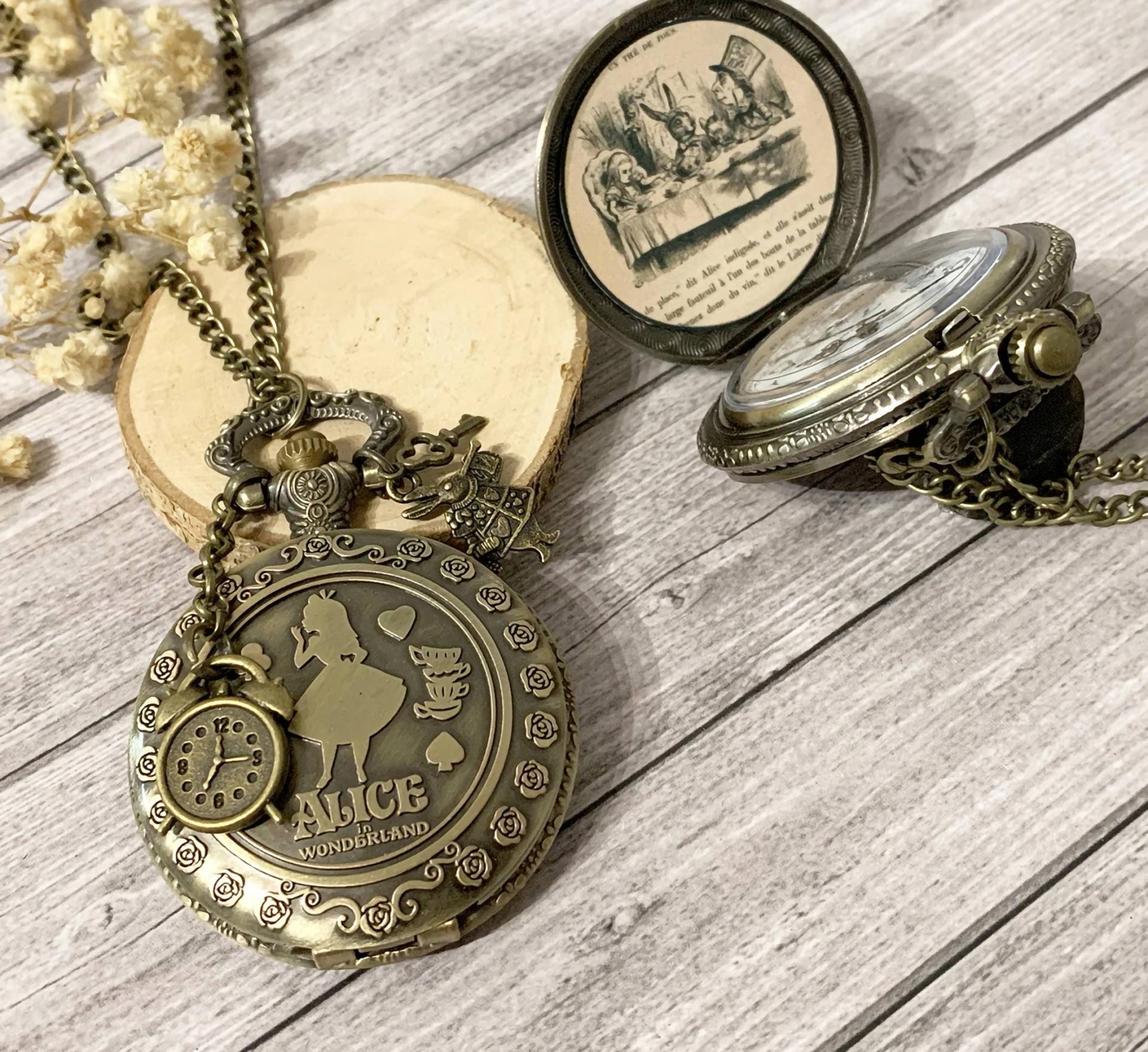 Alice Im Wunderland Halskette Taschenuhr, Geschenk Für Alice-Fan, Kostenloser Versand von ImpulsionCreation