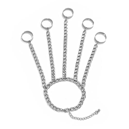 Impurain Metall-Fingerring-Armband für Damen, verstellbare Kettenringe, Handgeschirr, Armband, Schmuck, Geschenk, Cosplay-Zubehör, Metall, Nein Impurain Metall-Fingerring-Armband für Damen, verstellbare Kettenringe, Handgeschirr, Armband, Schmuck, Geschenk, Cosplay-Zubehör, Metall, Nein von Impurain