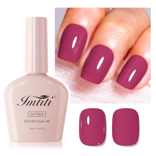 Imtiti Aubergine Rot Gel Nagellack, 1Pcs Rose Purple Red Gel Polish Soak Off UV LED Gel Polish, Long Lasting, Nail Art Maniküre Salon DIY zu Hause für Herbst und Winter (10 ML) von Imtiti