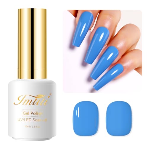 Imtiti Blau UV Nagellack, 15ML Königs Blau Gel Nail Polish, Soak Off LED Maniküre Kit für Frühling Sommer DIY Nagel Kunst, Salon Gellack Starter von Imtiti