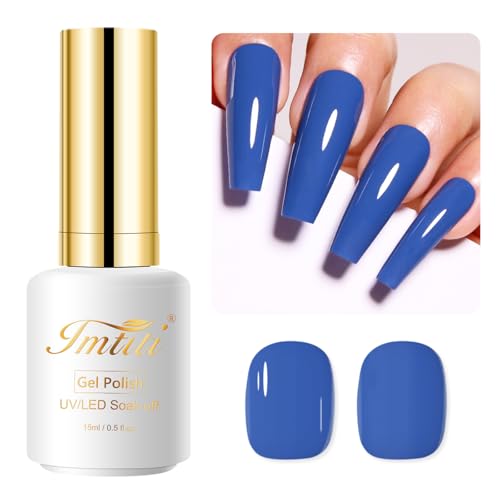 Imtiti Blau UV Nagellack, 15ML Nebliges Blau Gel Nail Polish für Herbst Winter, Soak Off LED DIY Nagel Kunst Starter Maniküre Salon Kit von Imtiti