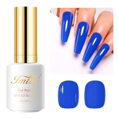 Imtiti Blau UV Nagellack, 15ML Tief Blau UV Gel Nagellack Soak Off Led Gel Nail Polish Frühling Sommer Gel Nagellack DIY Nagel Kunst Starter Maniküre Salon Gellack UV Kit von Imtiti