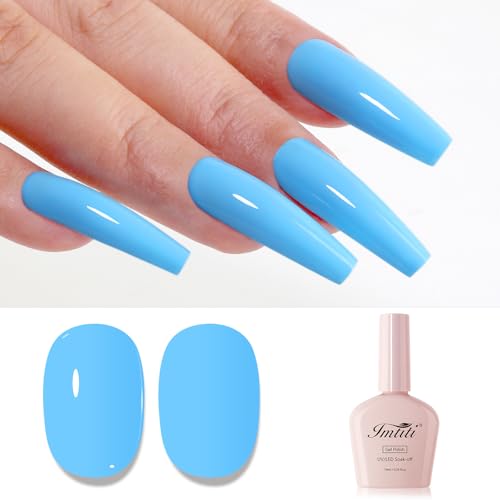 Imtiti Blau UV Nagellack, Baby Blau UV Gel Nagellack Soak Off Led Gel Nail Polish Frühling Sommer Gel Nagellack DIY Nagel Kunst Starter Maniküre Salon Gellack Kit 10ML von Imtiti