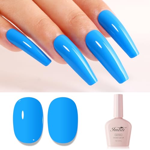 Imtiti Blau UV Nagellack, Hell Blau UV Gel Nagellack Soak Off Led Gel Nail Polish Herbst Winter Gel Nagellack DIY Nagel Kunst Starter Maniküre Salon Gellack Kit 10ML von Imtiti