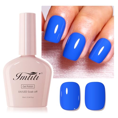Imtiti Blue Gel Nail Polish, 1Pcs Electric Blue Gel Polish Soak Off UV LED Gel Polish, Long Lasting, Nail Art Manicure Salon DIY zu Hause für Herbst und Winter (10 ML) von Imtiti