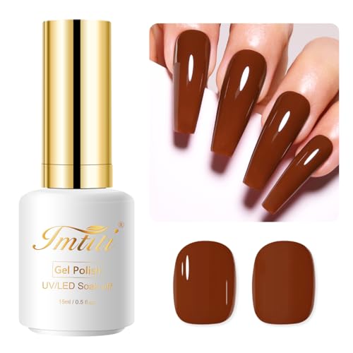 Imtiti Braun UV Nagellack, 15ML Schokolade Braun UV Gel Nagellack Soak Off Led Gel Nail Polish Herbst Winter Gel Nagellack DIY Nagel Kunst Starter Maniküre Salon Gellack UV Kit von Imtiti