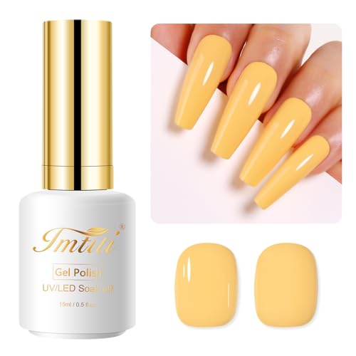 Imtiti Gelb UV Nagellack, 15ML Helle Gelb UV Gel Nagellack Soak Off Led Gel Nail Polish Frühling Sommer Gel Nagellack DIY Nagel Kunst Starter Maniküre Salon Gellack UV Kit von Imtiti